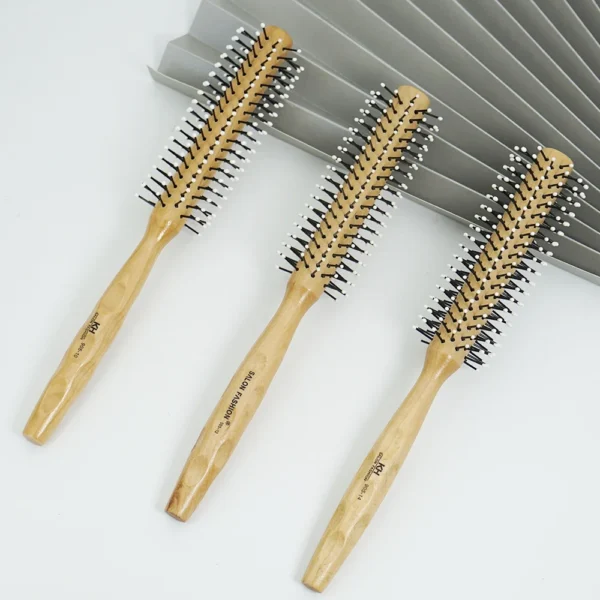 Curly Hair Brush, Natural Wood Round Barrel Styling Comb - Image 6