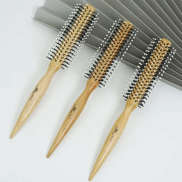 Curly Hair Brush, Natural Wood Round Barrel Styling Comb - Image 5