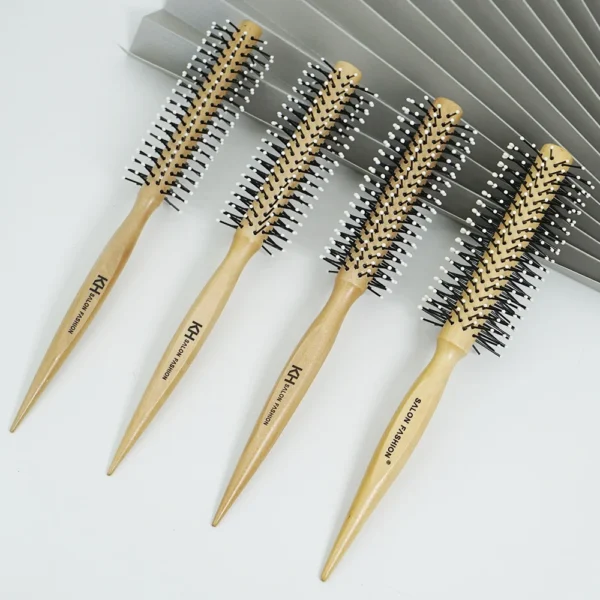 Curly Hair Brush, Natural Wood Round Barrel Styling Comb - Image 4