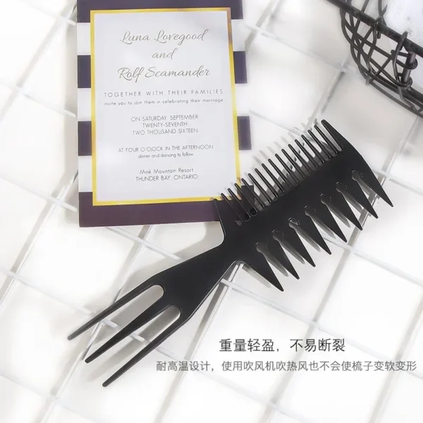 Curly Hair Brush - Big Teeth Fish Bone Design - Image 2