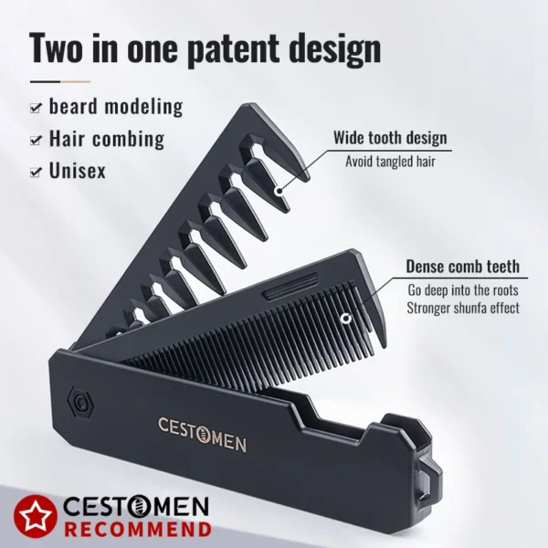 Curly Hair Brush - Portable Folding Comb for Men - Image 2