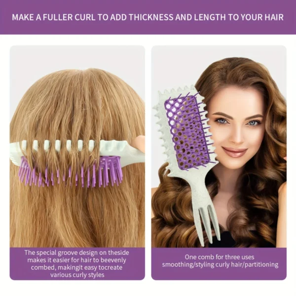 Curly Hair Brush: 3-in-1 Styling Comb with Massage - Image 3