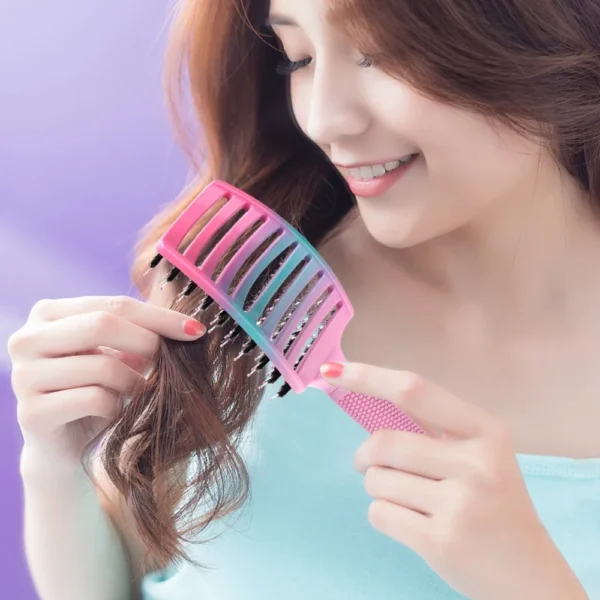 Curly Hair Brush - Nylon Scalp Massage Comb for Women - Image 6