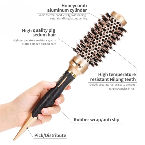 Curly Hair Brush - Salon Round Boar Bristle Curling Brush