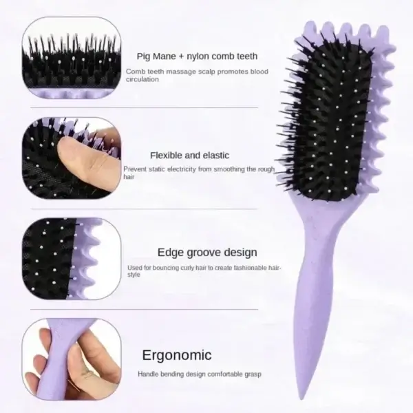 Curly Hair Brush Anti-Static Scalp Massager Comb - Image 3