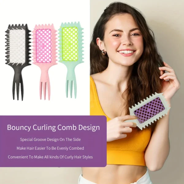Curly Hair Brush: 3-in-1 Styling Comb with Massage - Image 5