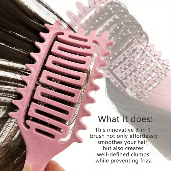 Curly Hair Brush - 3-in-1 Detangling and Defining - Image 3
